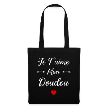 je t'aime mon Doudou - Sac en tissu - noir - Devant
