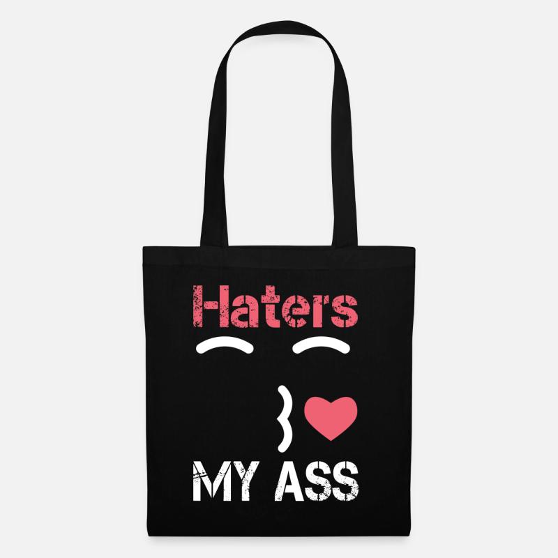 Haters kiss my ass. Hate küssen kuss smiley Herz - Stoffbeutel - Schwarz