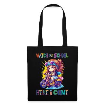 Watch out school - here I come / Steampunk girl - Tote Bag - black - Front