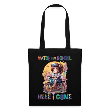 Watch out school - here I come / Steampunk girl - Tote Bag - black - Front