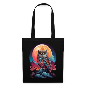 MOONLIT MYSTIQUE: A COLORFUL OWL’S NIGHTTIME VIGIL - Tote Bag - black - Front