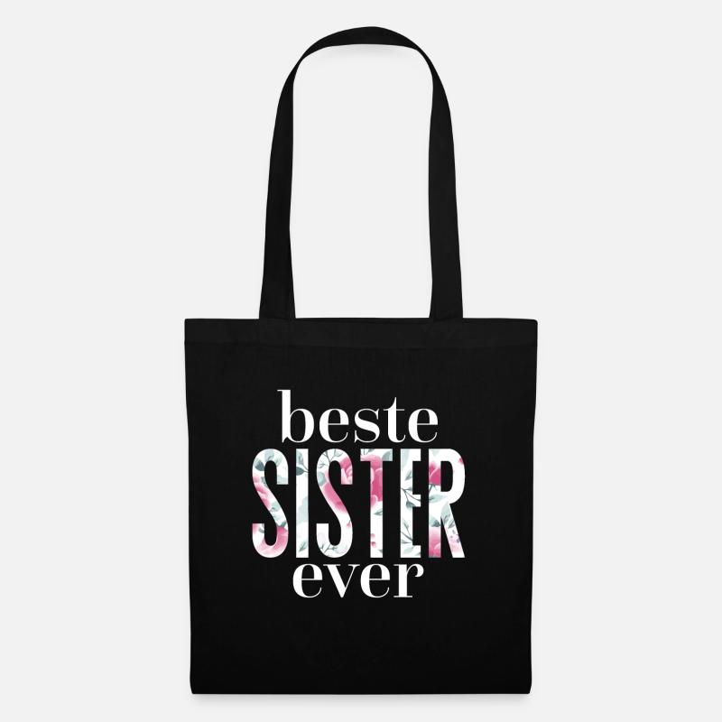 Schwester Geschenk Geschwister Geburtstag Sister - Stoffbeutel - Schwarz