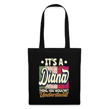Diana Name Geschenk Personalisiert Spruch Lustig - Stoffbeutel - Schwarz - Vorne
