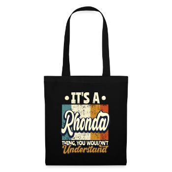 Rhonda Nom Cadeau Personnalisé Citation Drôle - Sac en tissu - noir - Devant