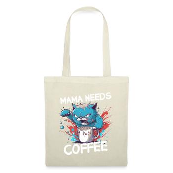 Mama Kaffee Katze Lustig Spruch Geschenk Mutter - Stoffbeutel - Natur - Vorne