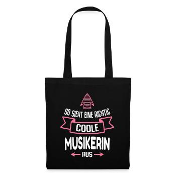Musikerin Geschenk Lustig Spruch Musikschule - Stoffbeutel - Schwarz - Vorne