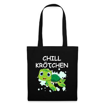 Chill Krötchen Schildkröte Chillen Turtle Relax - Stoffbeutel - Schwarz - Vorne