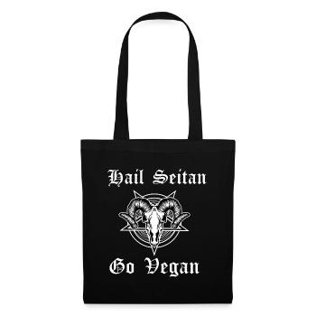 Hail Seitan Go Vegan Veganer Rocker Biker Punker - Tote Bag - black - Front