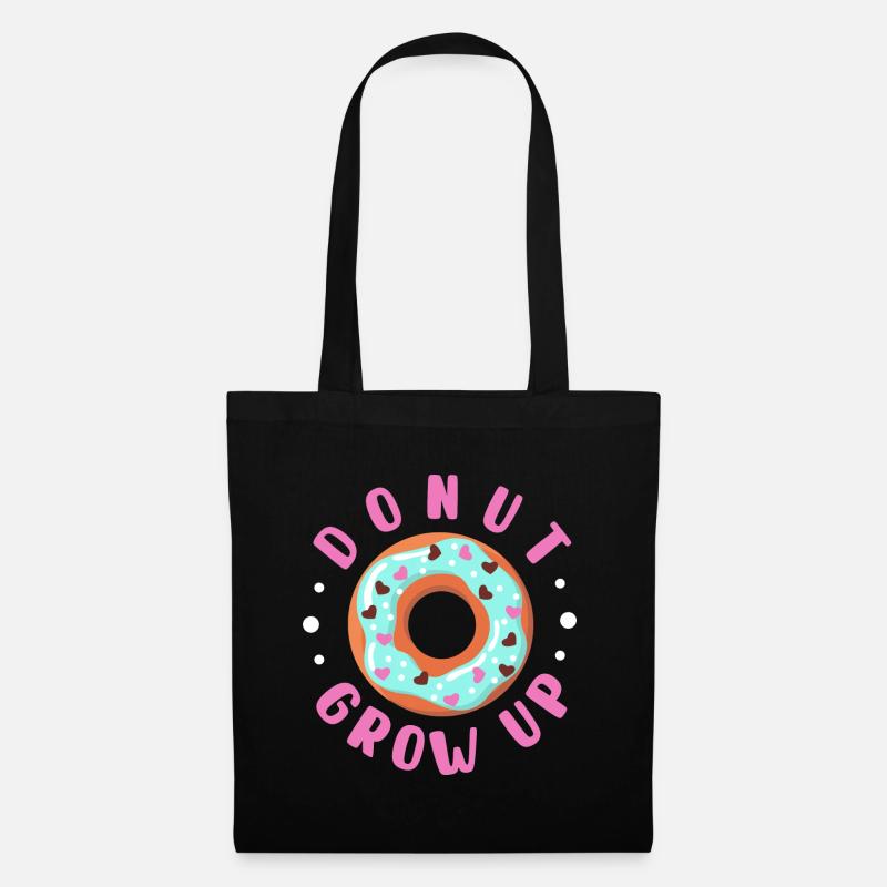 donut grow up Design for a donut or witty jokes - Stoffbeutel - Schwarz