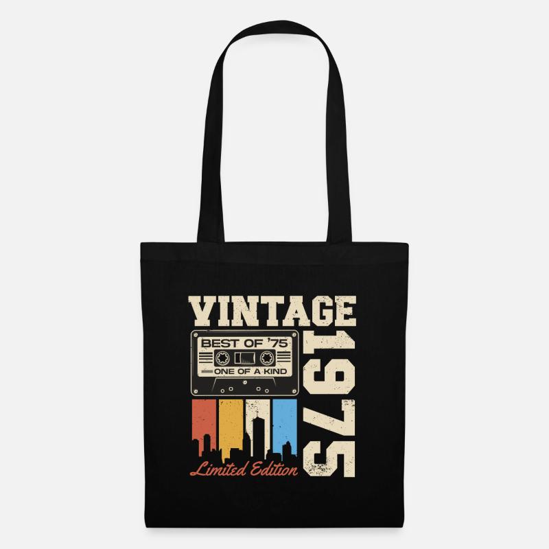 Vintage 1975 Geburtstag Retro Geschenk - Stoffbeutel - Schwarz