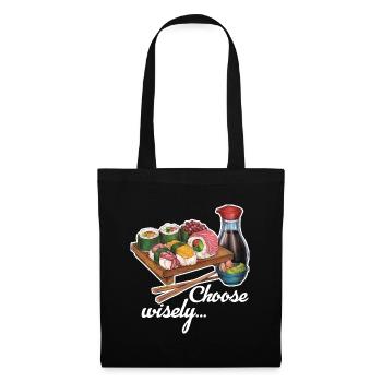 Cooles hangezeichnetes Sushi Geschenk Japan Manga - Stoffbeutel - Schwarz - Vorne
