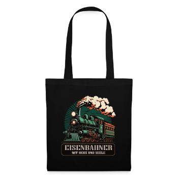 Eisenbahner mit Herz und Seele - Stoffbeutel - Schwarz - Vorne