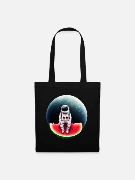 Astronaut auf Wassermelone - Stoffbeutel - Schwarz