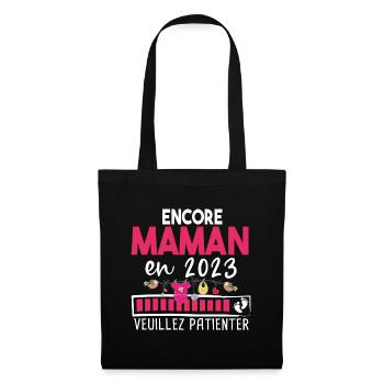 Maman 2023 Mère Bébé Naissance Cadeau Grossesse - Sac en tissu - noir - Devant