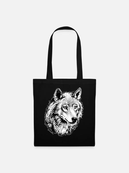 Wolf - Stoffbeutel - Schwarz