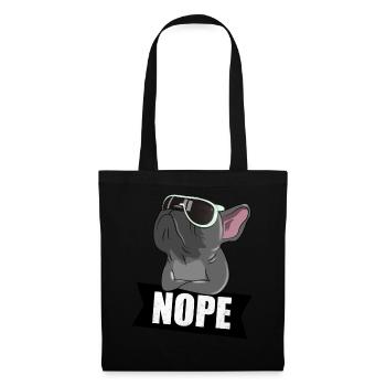 Französische Bulldogge: NOPE - Stoffbeutel - Schwarz - Vorne