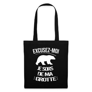 Excusez moi je sors de ma grotte - Sac en tissu - noir - Devant