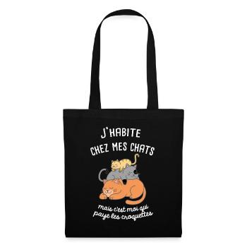 t-shirt chat femme - Sac en tissu - noir - Devant