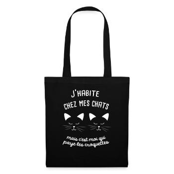 t shirt chat humour - Sac en tissu - noir - Devant
