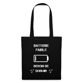 Batterie faible dormir - Sac en tissu - noir - Devant