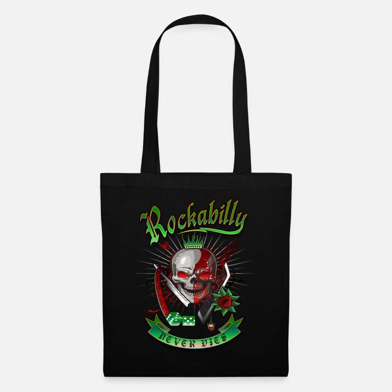 Rockabilly Skull - Stoffbeutel - Schwarz