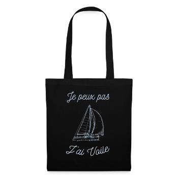 tee shirt voilier - Sac en tissu - noir - Devant