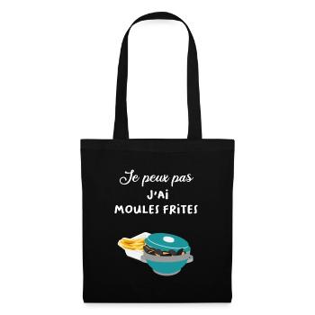 Je peux pas j'ai moules frites - Sac en tissu - noir - Devant