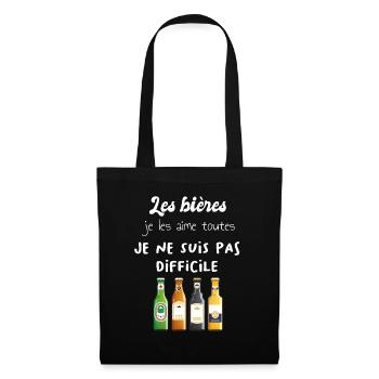 Idée cadeau amateur de bières - Sac en tissu - noir - Devant