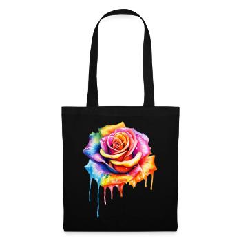 Rose aux couleurs de l’arc-en-ciel - Sac en tissu - noir - Devant