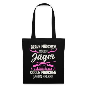 Jäger Mädchen Jagen Selber Hirsch Jagd Jägerin - Stoffbeutel - Schwarz - Vorne