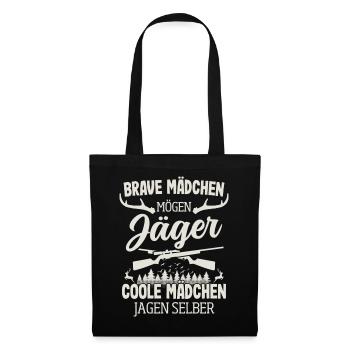 Jäger Mädchen Jagen Selber Hirsch Jagd Jägerin - Stoffbeutel - Schwarz - Vorne