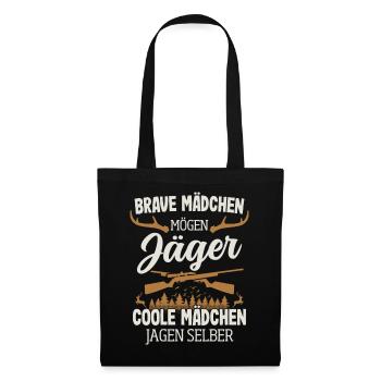 Jäger Mädchen Jagen Selber Hirsch Jagd Jägerin - Stoffbeutel - Schwarz - Vorne