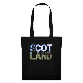 Schottland Tartan Schriftzug Dudelsack Highlands - Stoffbeutel - Schwarz - Vorne