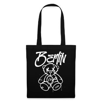 Cadeau de mascotte d’ours de Berlin de style berlinois - Sac en tissu - noir - Devant