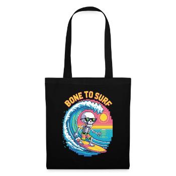 Bone to Surf – Retro Skeleton Rider - Stoffbeutel - Schwarz - Vorne