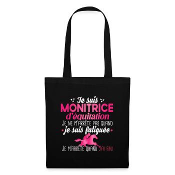 Monitrice d'équitation métier cheval chevaux - Sac en tissu - noir - Devant