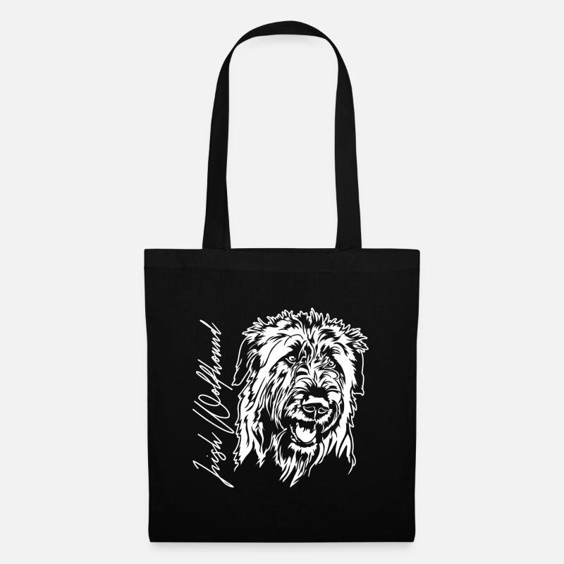 IRISH WOLFHOUND Portrait Hunde Windhund Wilsigns - Stoffbeutel - Schwarz