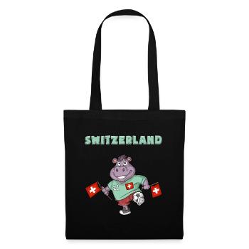 Éventails suisses / Hippopotame suisse - Sac en tissu - noir - Devant