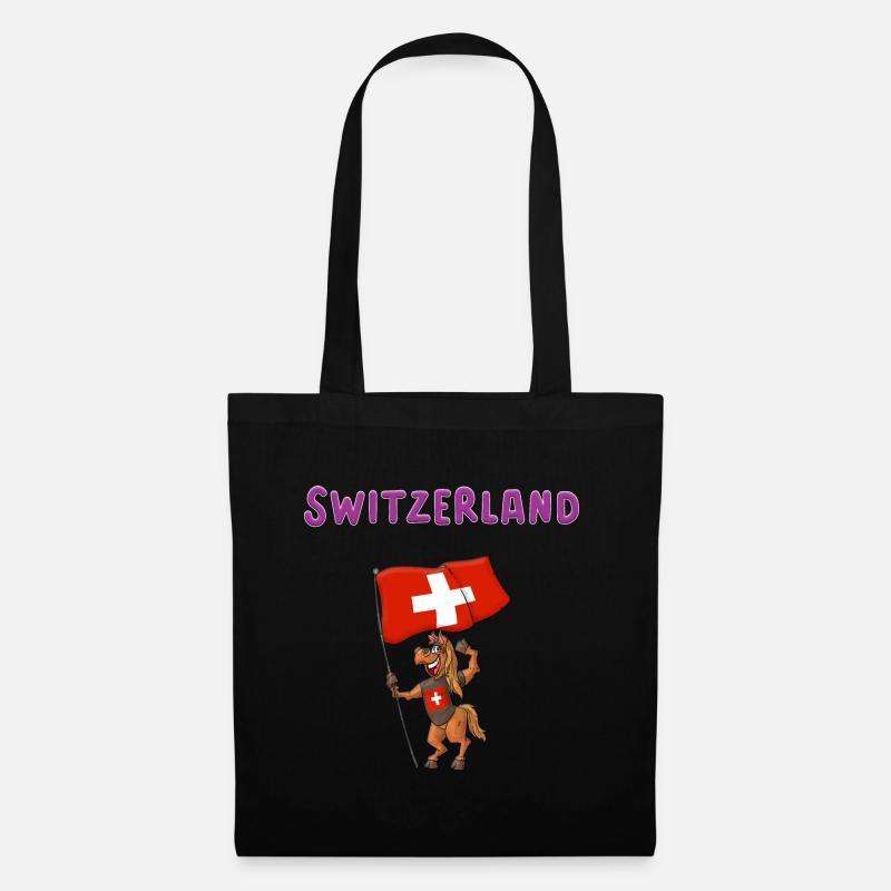 Schweiz Fan / Schweiz Pferd - Stoffbeutel - Schwarz