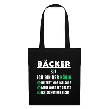 Cadeau de boulanger - je suis le roi - Sac en tissu - noir - Devant
