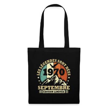 Vintage septembre 1970 vintage cadeau anniversaire - Sac en tissu - noir - Devant