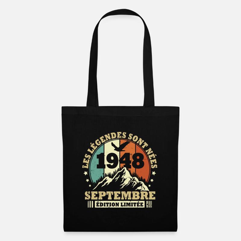 Vintage September 1948 Vintage Geburtstagsgeschenk - Stoffbeutel - Schwarz