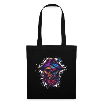 Crâne de pirate - Sac en tissu - noir - Devant