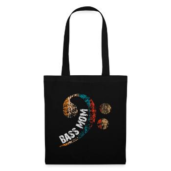 Maman joue de la basse avec une clef de basse vintage - Sac en tissu - noir - Devant