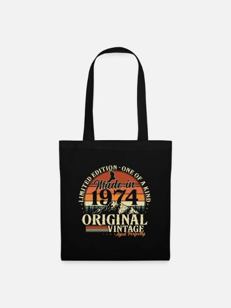 Original 1974 Jahrgang Vintage Retro Geburtstag - Stoffbeutel - Schwarz