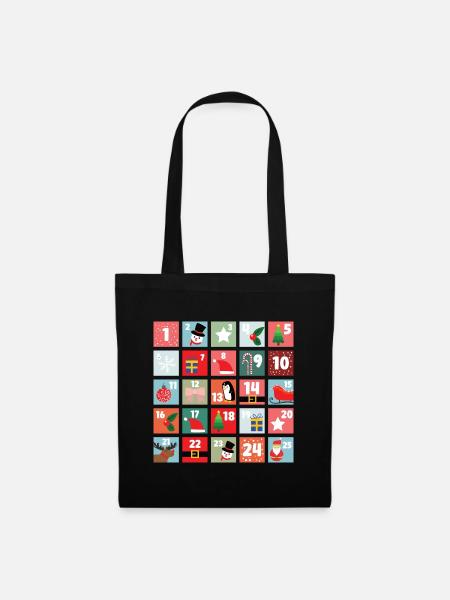 Festlicher Adventskalender Weihnachten - Stoffbeutel - Schwarz