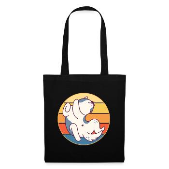 Drôle Kawaii Mignon Husky Dog Vintage Retro Sunset - Sac en tissu - noir - Devant