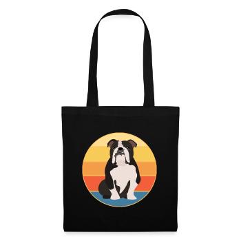 Bulldogge Hunderasse Vintage Retro Sonnenuntergang - Stoffbeutel - Schwarz - Vorne