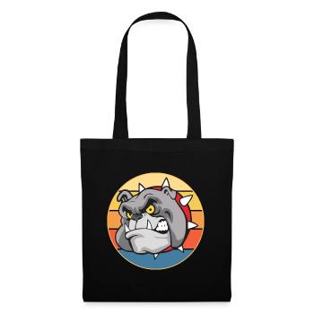 Bulldogge Hunderasse Vintage Retro Sonnenuntergang - Stoffbeutel - Schwarz - Vorne