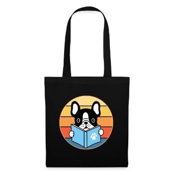 Français Bulldog Dog Breed Vintage Retro Sunset - Sac en tissu - noir - Devant